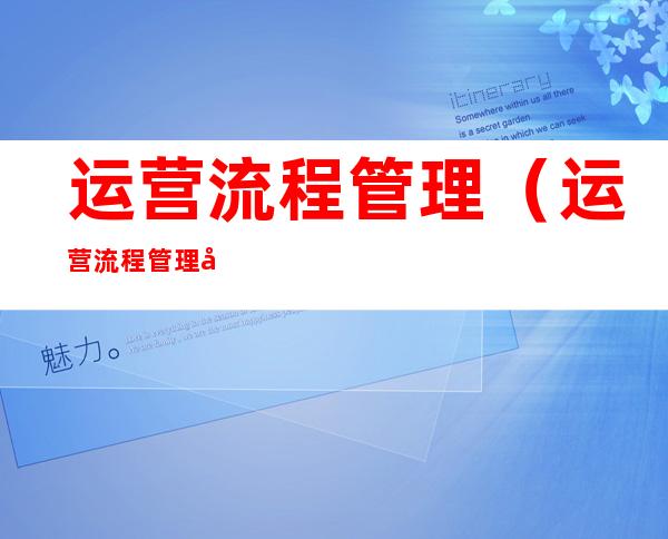 运营流程管理(运营流程管理岗位)