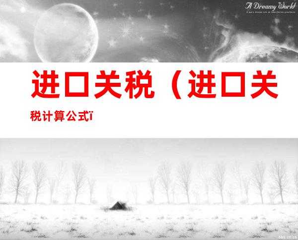 进口关税(进口关税计算公式)