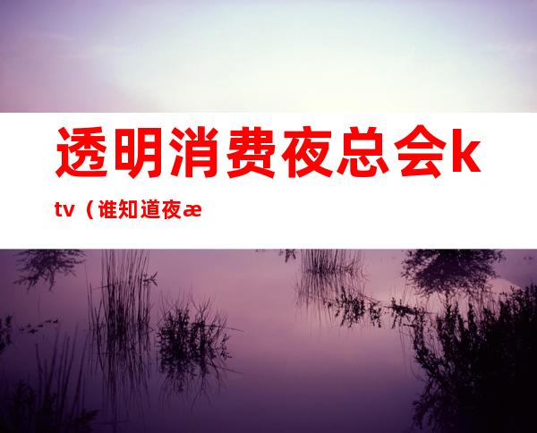 透明消费夜总会ktv(谁知道夜总会怎么消费)