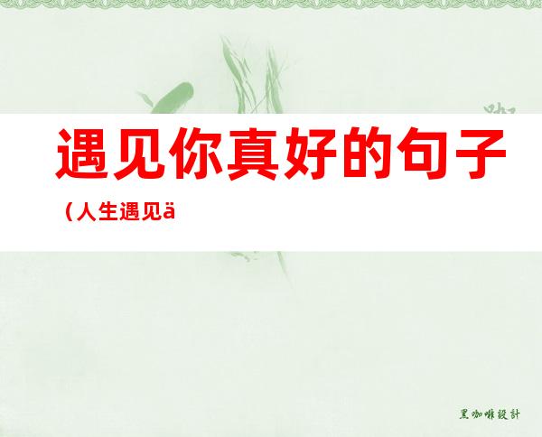 遇见你真好的句子(人生遇见你真好的句子)