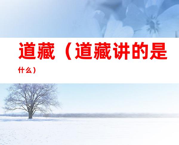 道藏（道藏讲的是什么）