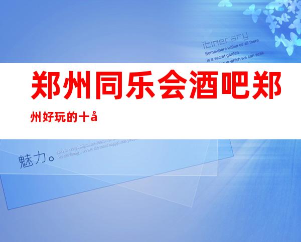 郑州同乐会酒吧郑州好玩的十大酒吧