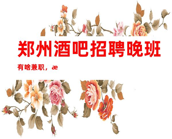 郑州酒吧招聘晚班有啥兼职，无订房要求无需工服