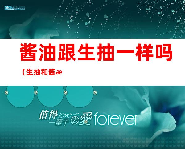酱油跟生抽一样吗（生抽和酱油一样的吗）