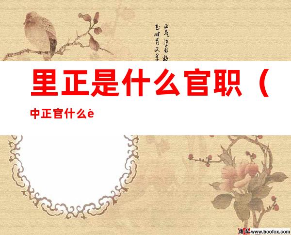 里正是什么官职（中正官什么职位）