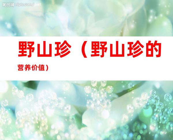 野山珍（野山珍的营养价值）