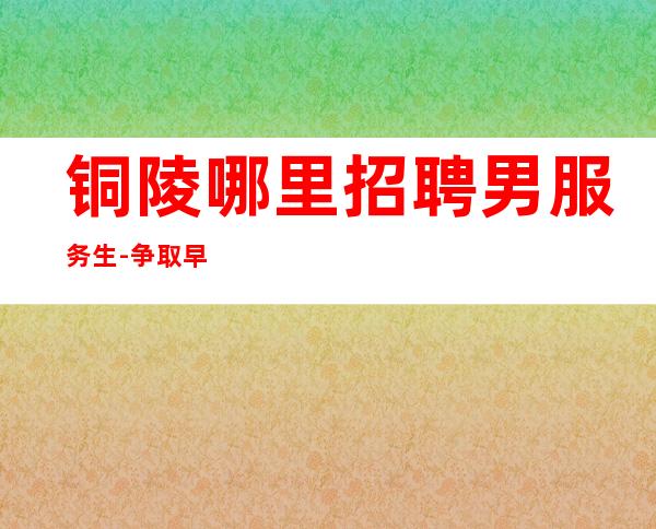 铜陵哪里招聘男服务生-争取早日把青春换成财富