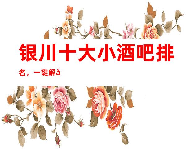 银川十大小酒吧排名，一键解决商务接待烦恼