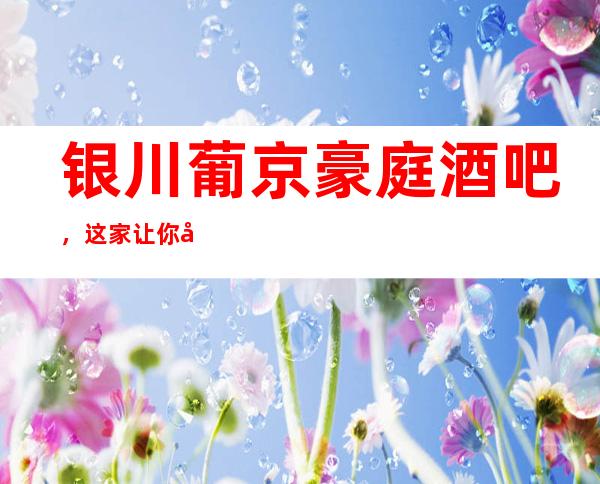 银川葡京豪庭酒吧,这家让你对夜生活有个重新的认识