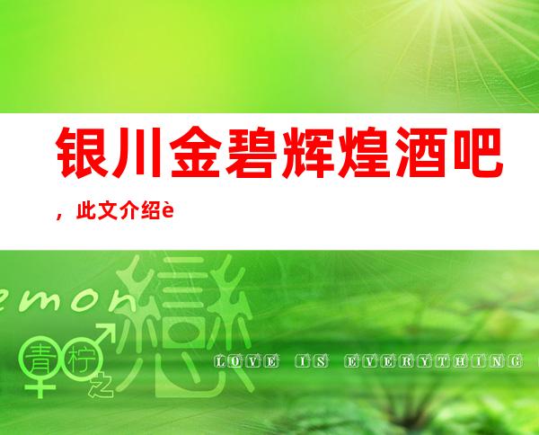 银川金碧辉煌酒吧,此文介绍这家店详情让你少踩坑