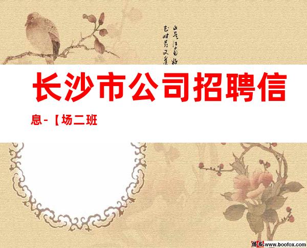 长沙市公司招聘信息-【场二班每天有】