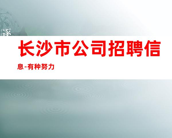 长沙市公司招聘信息-有种努力叫坚持