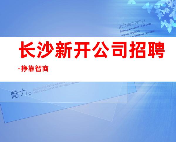 长沙新开公司招聘-挣靠智商