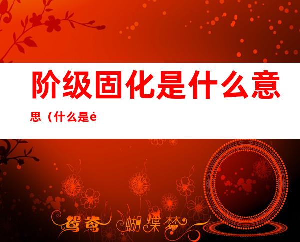 阶级固化是什么意思(什么是阶级固化什么意思)