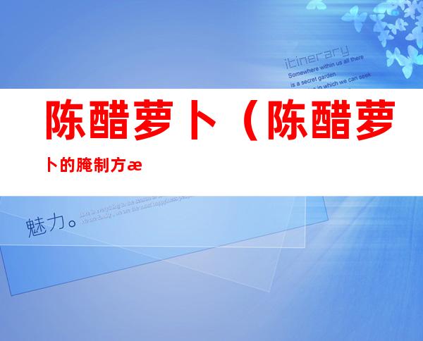 陈醋萝卜(陈醋萝卜的腌制方法)
