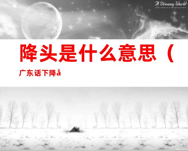 降头是什么意思(广东话下降头是什么意思)