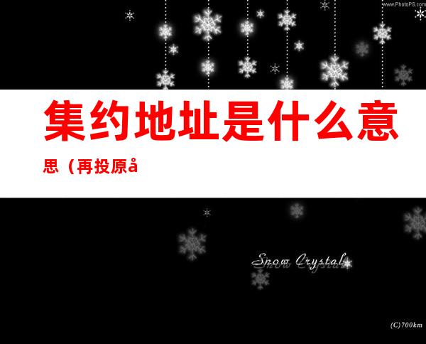 集约地址是什么意思(再投原因集约地址是什么意思)