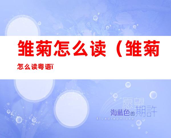 雏菊怎么读(雏菊怎么读粤语)