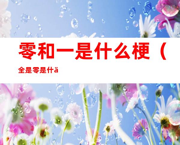 零和一是什么梗(全是零是什么梗)