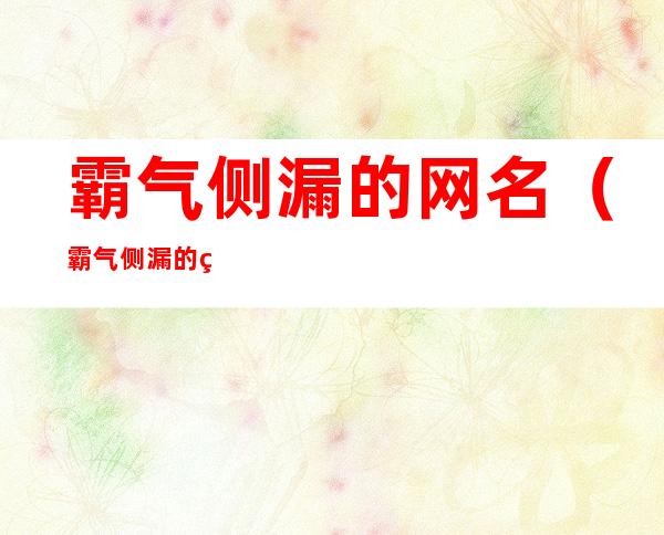 霸气侧漏的网名(霸气侧漏的网名四个字)