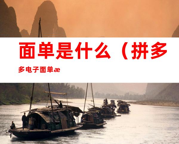 面单是什么（拼多多电子面单是什么）