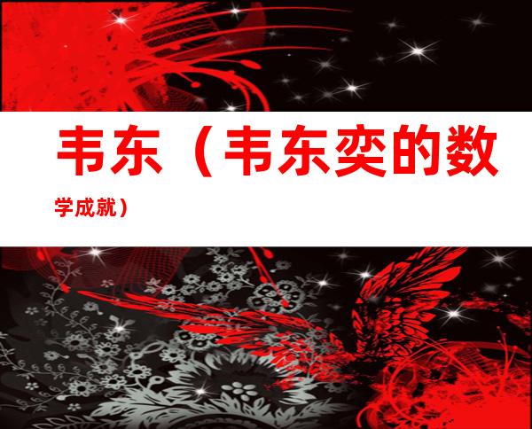 韦东(韦东奕的数学成就)