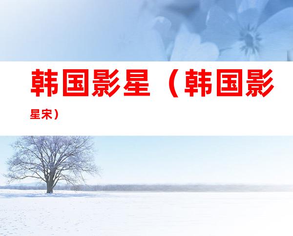 韩国影星(韩国影星宋)