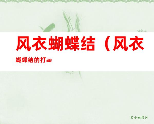 风衣蝴蝶结(风衣蝴蝶结的打法图解)