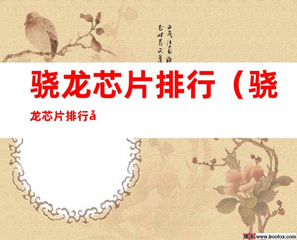骁龙芯片排行（骁龙芯片排行天梯图）