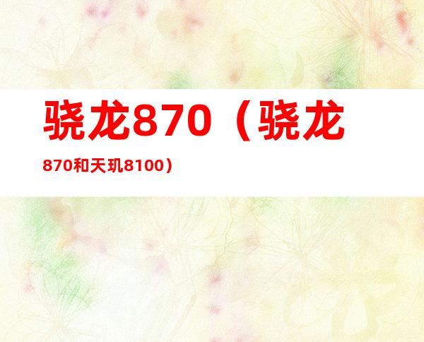 骁龙870(骁龙870和天玑8100)