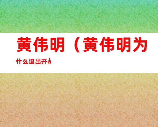 黄伟明（黄伟明为什么退出开心超人）