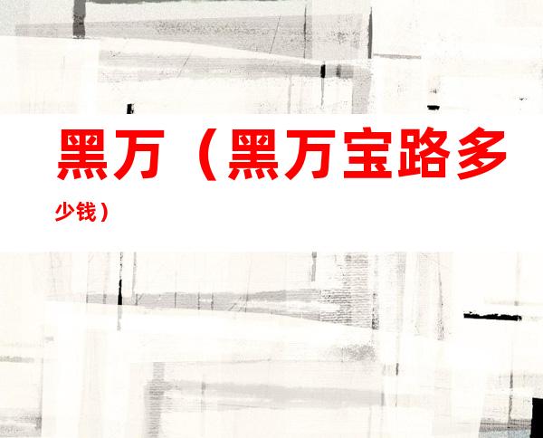 黑万(黑万宝路多少钱)