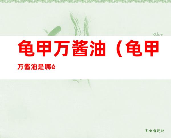 龟甲万酱油（龟甲万酱油是哪里生产的）