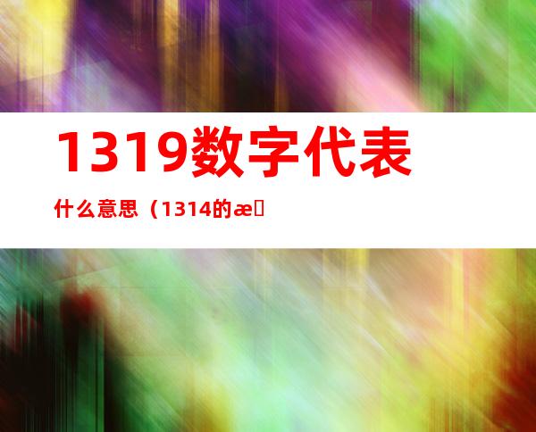1319数字代表什么意思(1314的数字代表什么意思)