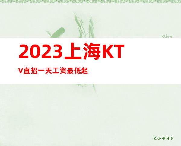 2023上海KTV直招一天工资最低起步上不封顶