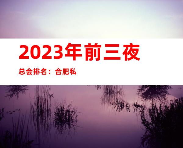 2023年前三夜总会排名:合肥私人订制攻略消费