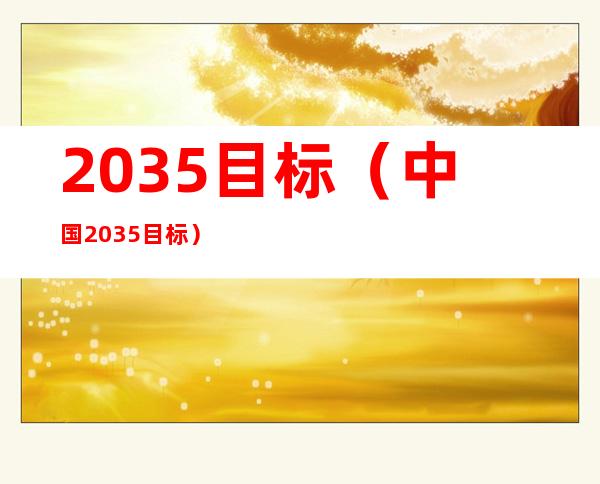 2035目标(中国2035目标)