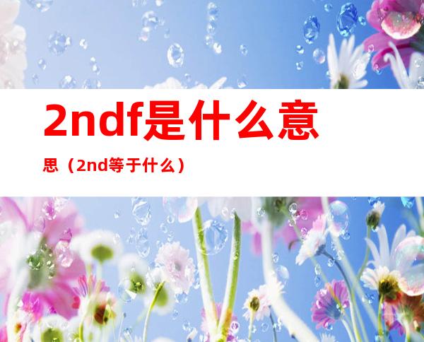 2ndf是什么意思(2nd等于什么)
