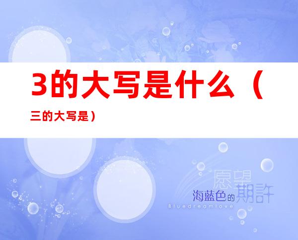 3的大写是什么(三的大写是)