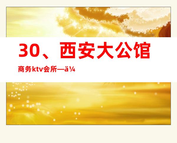 30、西安大公馆商务ktv会所— 优惠价格 – 西安莲湖西大街商务KTV