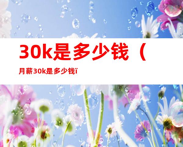 30k是多少钱(月薪30k是多少钱)