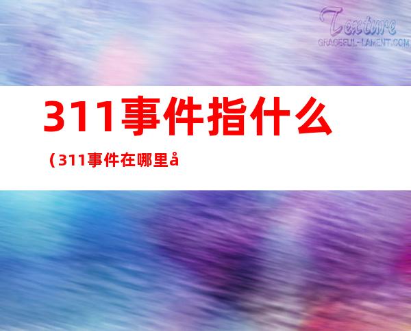 311事件指什么(311事件在哪里发生的)