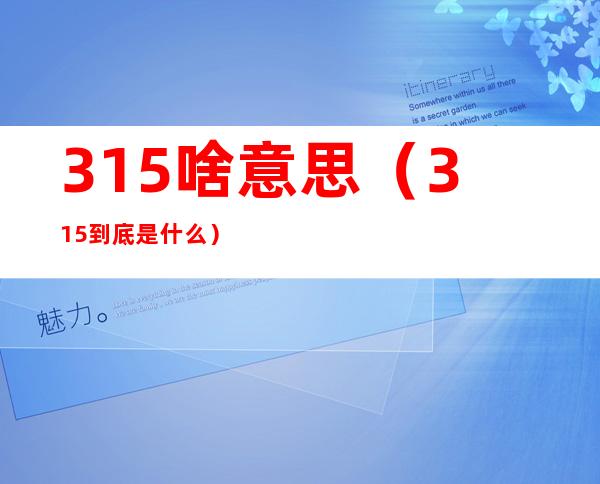 315啥意思(315到底是什么)