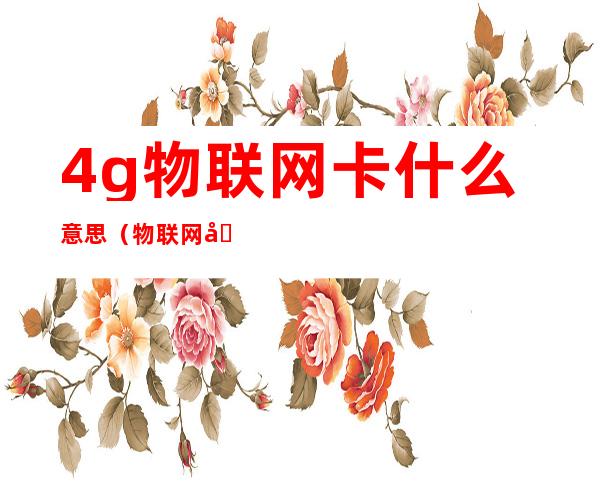 4g物联网卡什么意思(物联网卡是啥意思)