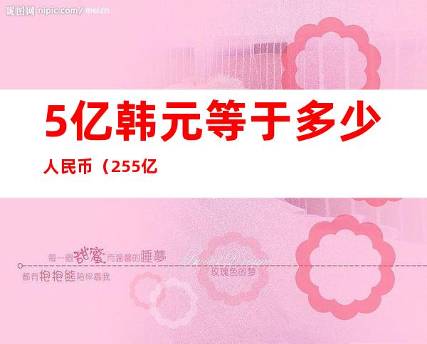 5亿韩元等于多少人民币(255亿韩元等于多少人民币)