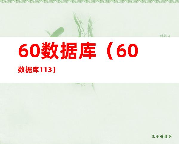60数据库(60数据库1.13)