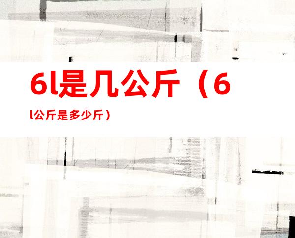 6l是几公斤(6l公斤是多少斤)