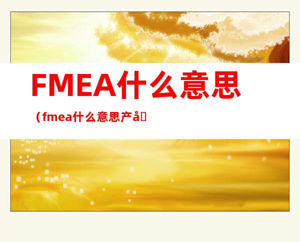 FMEA什么意思(fmea什么意思产品审核检查表中FP什么意思)