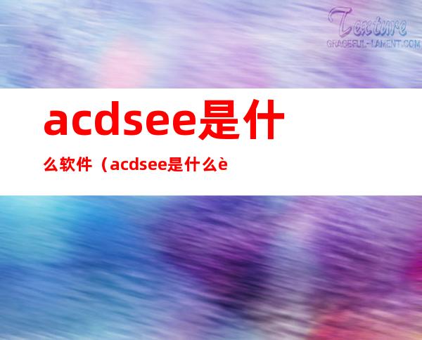 acdsee是什么软件(acdsee是什么软件无法退出)