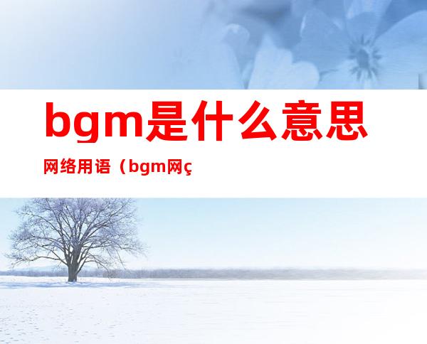 bgm是什么意思网络用语(bgm网络语什么意思原来如此)